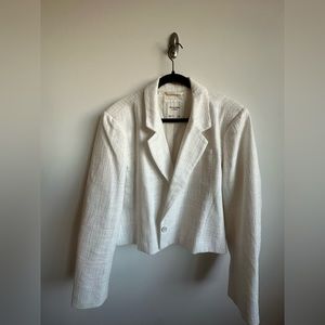 Abercrombie Tweed Cropped White Blazer - Size XL